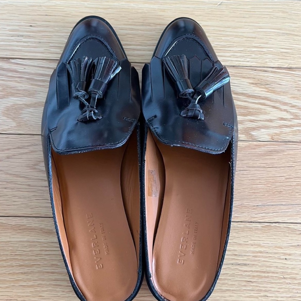Everlane tassle penny loafer mules
